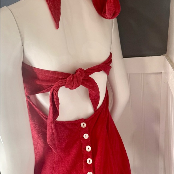 Free People Red Backless romper - Picture 2 of 5